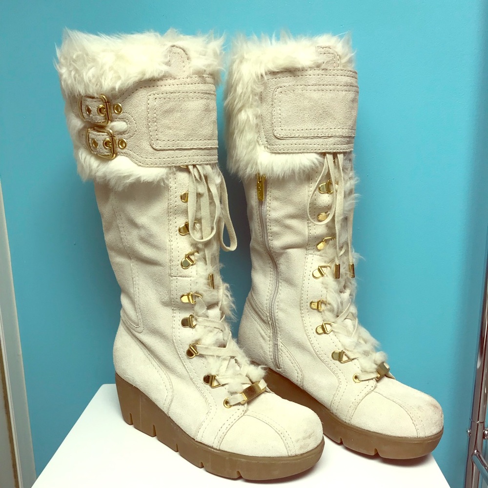 Cream suede Aldo boots